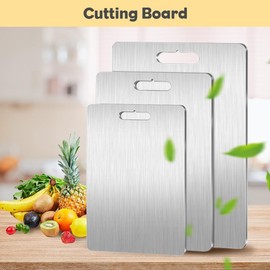 Stainless Steel Chopping Boards - Stainless Steel Chopping Boards for Kitchen - Peak Hygiene Durability, Double-Sided Medical Grade Titanium Chopping Board, Free from Impurities (39 x 28 cm)