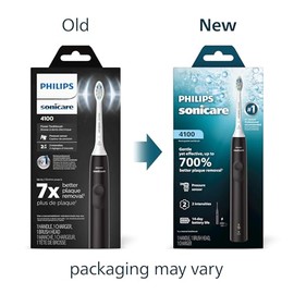 PHILIPS - Cepillo de dientes eléctrico Sonicare 4100, cepillo de dientes eléctrico recargable con sensor de presión, negro HX3681/24