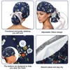 Floraltop 6 Pcs Satin Lined Scrub Caps Women Nurse Surgical