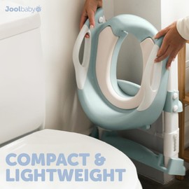 Jool Baby Potty Training Seat with 2 Step Ladder for Toddlers - Soft Cushioned Seat & Splash Guard, Adjustable Height (Aqua)