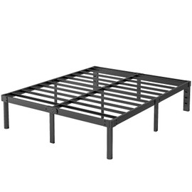 Viisari 18 Inch California King Bed Frames Metal Platform No Box Spring Needed Easy Assembly Heavy Duty No Noise Black V4006-18B