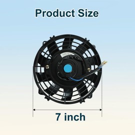 7" Universal Slim Fan Push Pull Electric Radiator Cooling Fan Assembly Kit, 12V 800 CFM 80W High Performance,Black