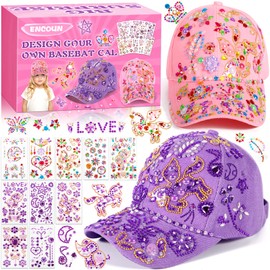 ENCOUN Geschenke für Mädchen DIY Baseballkappe, Geschenk Mädchen 4 5 6 7 8 9 10 11 12 Jahre, Basteln Mädchen Baseballkappe Spielzeug mit 10 Aufkleber, Weihnachten Geschenke Bastelset für Kinder