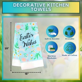Easter Wishes Kitchen Towels, 15x25in and Blue Oven Mitt, 3-Piece Easter-Themed Housewarming Gift Set Spring Collection Seasonal Egg Charm Stylish Decor Durable Multipurpose Home Essential