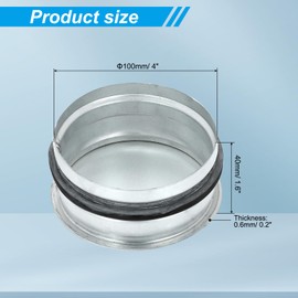 PATIKIL 4 Inch Metal Tee Cap, Galvanized Steel Duct End Cap Dry Vent Cover Ducting Sealing Tee Plug with Rubber Gasket for HVAC Systems Indoor and Outdoor Use