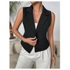 Floerns Women's Elegant Wrap Asymmetrical Hem Vest Waistcoat Button Blazer