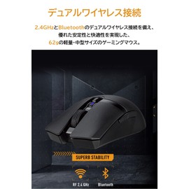 ASUS Wireless TUF Gaming M4 Wireless Gaming M4 Wireless 12,000dpi Dual Wireless Mode, Lightweight 62g 6 Programmable Buttons, Antibacterial, Wireless, Black