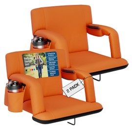 Alpcour Reclining Stadium Seat – Wide Bleacher Chair with Back Support and Cushion, Armrests, Side Pockets, and Bleachers Hook – Best Stadium Seats Chairs for Camping, Kayak, & Paddle Board Backs