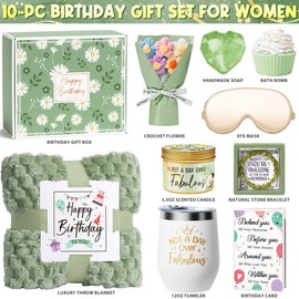 Birthday Gifts for Women Friendship, Unique Happy Birthday Gifts Basket for Mom Her Best Friend Sister Wife Girlfriend Coworker, Luxury Self Care Box Vanilla Coconut Relaxing Spa Gifts Set w/ Blanket