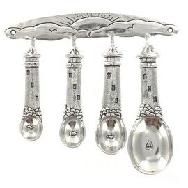Basic Spirit Pewter Measuring Spoons with Rack, Lighthouse (SP-25)