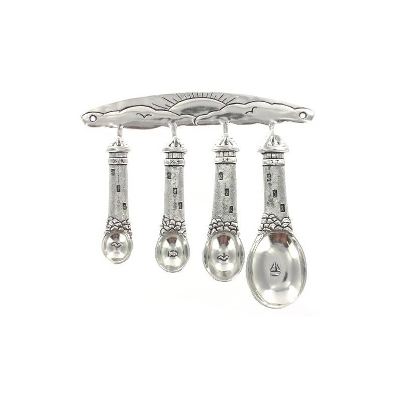Basic Spirit Pewter Measuring Spoons with Rack, Lighthouse (SP-25)