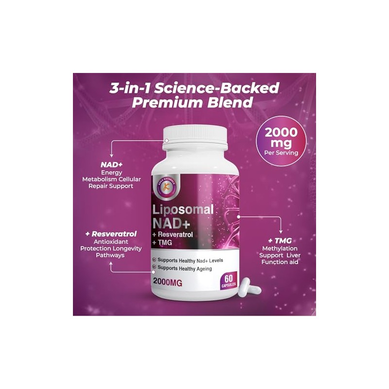 NAD Puro TransResveratrol TMG 2000mg Fórmula Avanzada 3 en 1