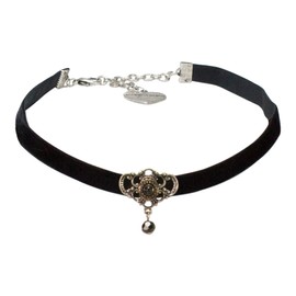Alpenflüstern DHK225 Women’s Narrow, Velvet, Traditional Heart Choker in Traditional Colours, Base Metal