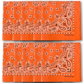 The Peacock Crew 10 Pack Orange Bandanas in Premium Soft Cotton for Men and Women