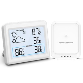 ORIA Indoor Outdoor Thermometer, Digital Room Thermometer with Weather Forecast, 3.7 Inches Large Display, Max/Min Recording, Wireless Weather Stations with Outdoor Sensor for Home, Garden
