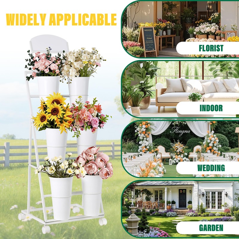 VitarBora Flower display stand, three tiers with six vases, suitable