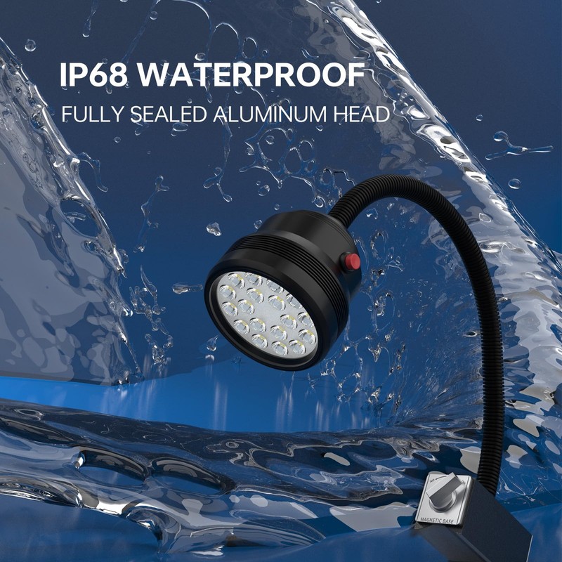 Magnetic Work Light,18W Machine Light with 12T Base,1800 Lumens Flexible