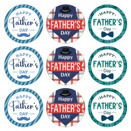 HEYINSHEN 48Pcs Funny Father's Day Gift Stickers Happy Father's Day Gift Labels Father Day Seal Label Sticker Gifts Wrapping Labels Round Self-Adhesive Tie Best Dad Thank You Gifts Sticker for DIY