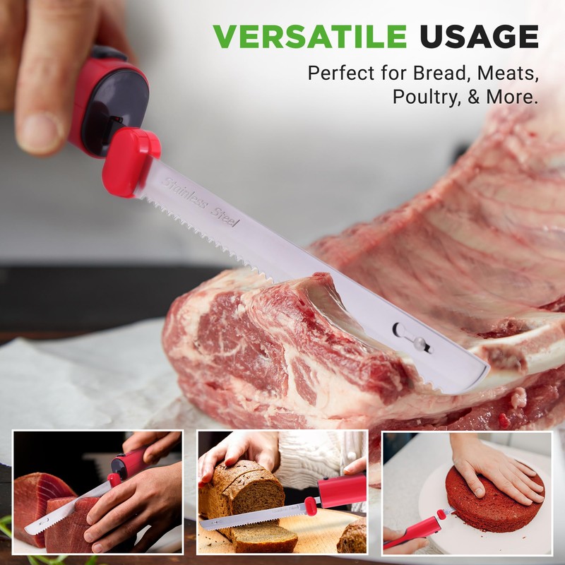 NutriChef Cordless Electric Knife | Easy to Use Constant ON/OFF