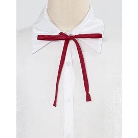 [Allegra K] Women's Solid Color Self Tie Neck Tie Adjustable Bow Tie Bow Tie, deep-red