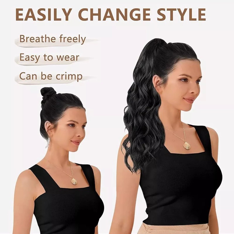 Felendy Extensiones De Cola De Caballo Clip Garra Recta 21