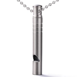 Silbato de emergencia de titanio, silbatos de seguridad de supervivencia, hasta 120 db, collar de silbatos EDC para deportes al aire última intervensión