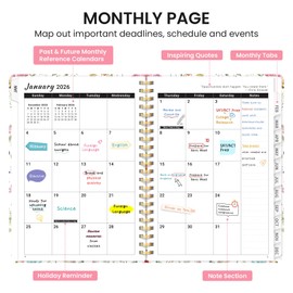 2026 Planner, Weekly and Monthly Calendar Planner for Women, Jan 2026 - Dec 2026, Hardcover Planning Agenda book with Tabs, Spiral Bound, Inner Pocket, Perfect for School Office Supplies, 8.5" x 11" - Wildflowers