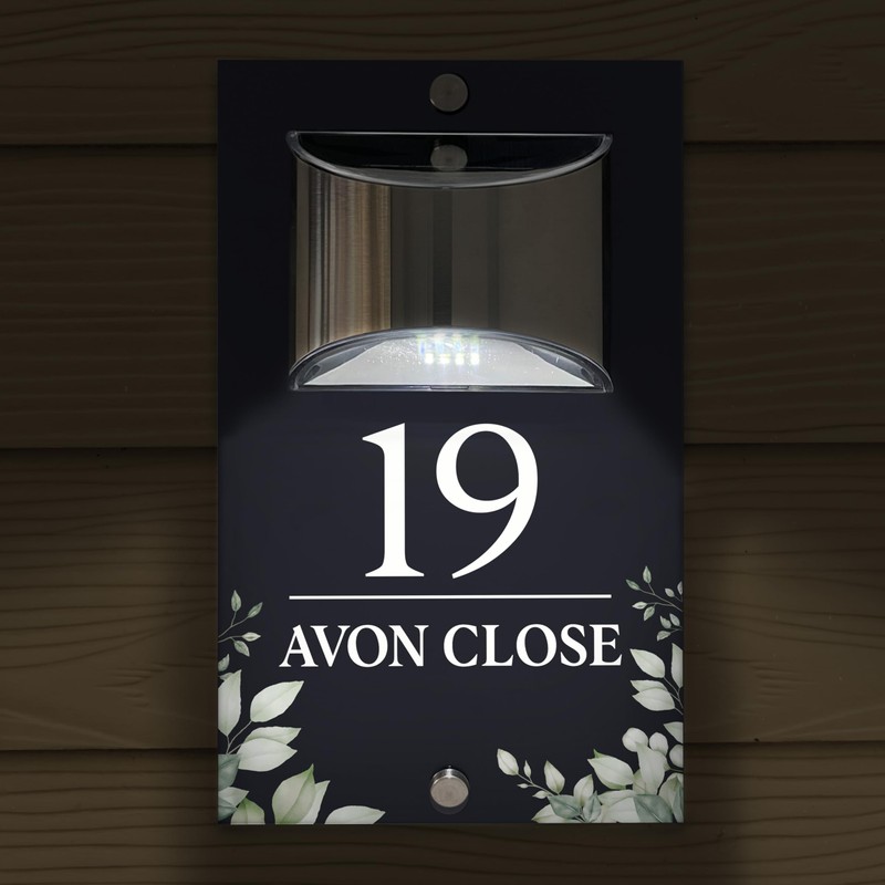 Custom Signs Solar Illuminated Modern Anthracite House Number Sign 24cm