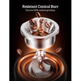 Neretva Burr Coffee Grinder, 2 in 1 Professional Espresso Grinder Stainless Steel Suit 51~58mm Portafilter Coffee Bean Grinder 30 Precise Setting & Anti-Static for Espresso/French Press/Drip/Cold Brew