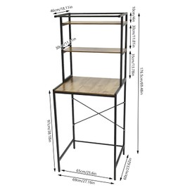 Akynjtbca 3 Tier Laundry Room Drying Rack,Over The Washer and Dryer Storage Shelf,Clothes Drying Storage and Organizer Standing Rack for Bathrooms,Laundry Rooms, Porches, Living Rooms ﻿ (Black+Oak)