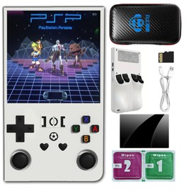 Polaring R36Max Retro Handheld Game Console,4-inch IPS OCA HD MIPI Screen, Open Source Linux System and 18000+ Games, Built-in 64GB TF Card Portable Video Gaming Console. (White)