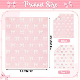 Mindsoft 3D Pink Bow Blanket 50 x 60 Inch Coquette Blanket Soft Preppy Throw Flannel Cozy Lightweight Aesthetic Cute Decoration Bedroom Decor Couch Sofa Chair, Ideal Gift for Sofa Couch Travel Bed