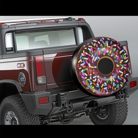 Chocolate Sprinkles Donut Spare Tire Cover Doughnut Tire Wheel Covers Weatherproof Wheel Tire Protector Waterproof UV Sun Protection Tyre Covers Universal Fit for Trailer RV SUV Truck Vehicle 16 Inch