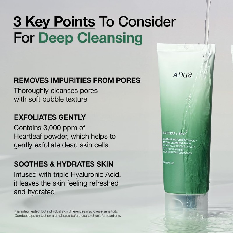 ANUA Heartleaf Quercetinol Pore Deep Cleansing Foam, Facial Cleanser, for