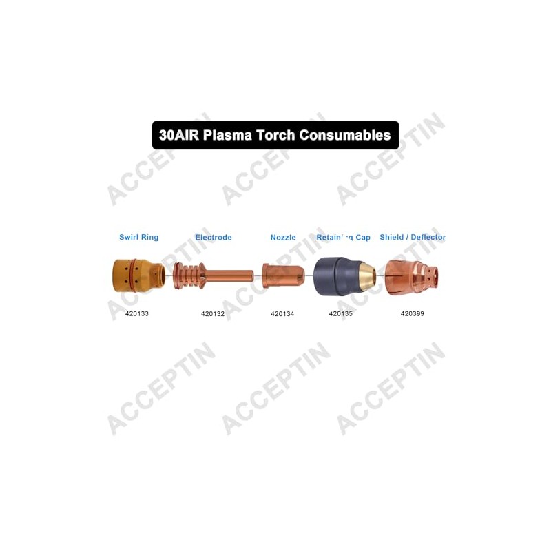 ACCEPTIN 420132 Electrodes 10pcs & 420134 Nozzles 10pcs Fit 30