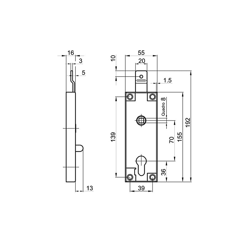 YALE Y9B03415 9B0 Series Lock, Matt/Nickel-Plated
