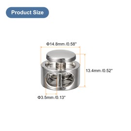 sourcing map 20pcs Metal Cord Locks, 3mm Double Hole Spring Stopper Fastener Slider Toggles End for Drawstrings Bags Backpack Clothing Lanyard, White Nickel