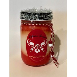 Reflective Designs Candy Cane Peppermint Oil Scented Christmas Candle - Red & White Soy Wax Candles - Long Lasting Scent for The Holidays or Xmas Decorations - Comes with a Holiday Box