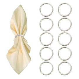 Silver Napkin Rings - 10 Pcs Stainless Steel Napkin Rings,Gold Rotundity Metal Napkin Ring for Table Settings Wedding Christmas Party Dinner Table