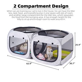 NAFU Foldable Pop-Up Square Pet Playpen with Large Compartment - Portable Indoor/Outdoor Cat Enclosure for Travel Camping - Puppy Kitten Cage, Collapsible Dog House & Cat Apartment