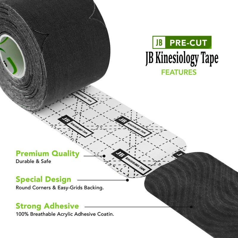 JB Tape Kinesiology Tape – 80 Precut 10-Inch Strips –