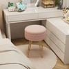 VECELO Round Vevlet Vanity Stool with Storage, 4 Metal Legs