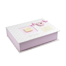 Mousehouse Gifts Pink Teddy Bear Casting Imprint Kit Keepsake Box with Frame for Baby Shower Christening Present Newborn Gift Girl