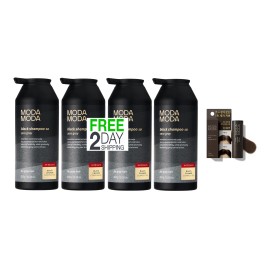 Moda Moda Zero Gray Black Hair Shampoo 4 Pack + Dark Brown Hair Cover Stick