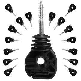 51buyoutgo 16 pcs Electric Fence Insulators Screw, Farm Wire Mesh Screw in Ring Insulators Post for Ropes, Wires and Strands Black