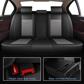 RAWAKORW Car Seat Covers Fit for Ford Bronco Sport 2021 2022 2023 2024 2025 Full Set Luxury Leather Seat Cushion Waterproof Automotive Seat Protectors(5 Seat,Black&Grey)