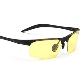 Polarized Cycling Sunglasses, UV Protection Safety Glasses, Anti-Glare Safety Glasses for Men and Women, Outdoor Work and Sports, Black Frame; Yellow Lens