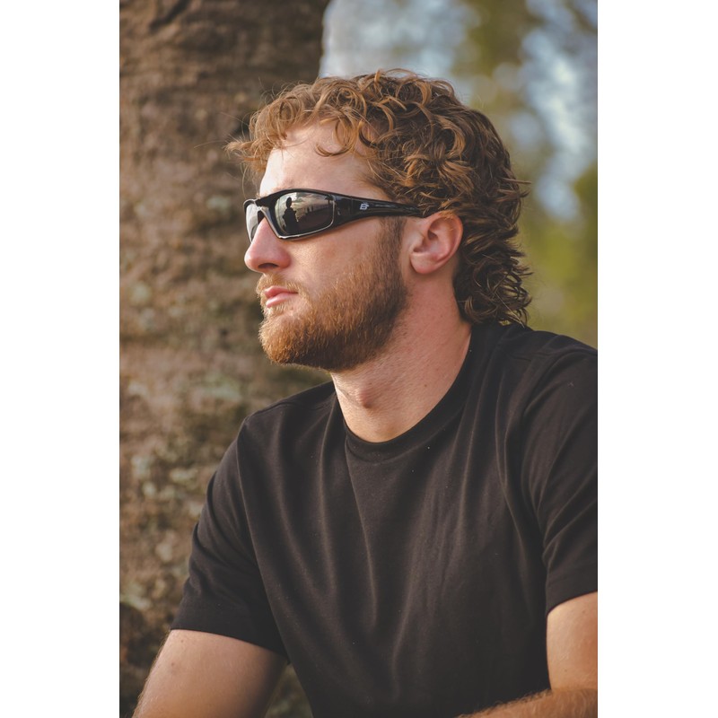 Birdz Eyewear Oriole Padded Motorcycle Glasses (Black Frame/Mirrored Brown Lens)