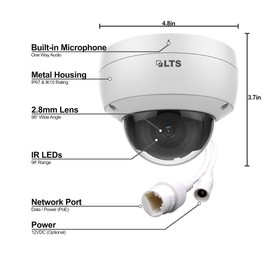 Generic LTS CMIP7042W-28MA Platinum Network Vandal Dome IP Camera, 4MP PoE Built-in Mic