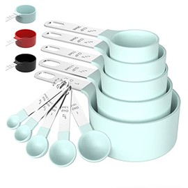 TILUCK Measuring Cups & Spoons Set, Stackable Cups and Spoons, Nesting Measure Cups with Stainless Steel Handle, Kitchen Gadgets for Cooking & Baking (5+5, green)